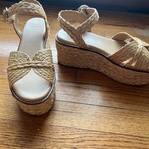 Marc Fisher Tan Woven Wedge Sandals
